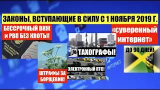 Законы, вступающие в силу с 1 ноября 2019 г.