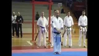 demonstration kyokushinkai sensei dalamagas giorgos Seienchin kata and and broken baseball bat