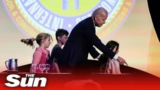 Joe Biden jokes that a child 'gave him permission to touch him' during speech