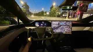 Tesla Model S Plaid 2023 | Test Drive POV at Night