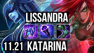 LISSANDRA vs KATARINA (MID) | Quadra, 6 solo kills, Legendary, 1.2M mastery | BR Grandmaster | 11.21