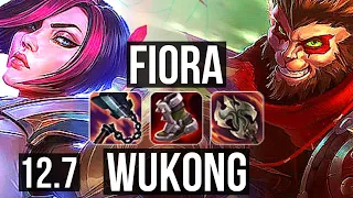 FIORA vs WUKONG (TOP) | 9 solo kills, 2.6M mastery, 9/1/2, 1300+ games, Legendary | KR Master | 12.7