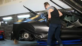 BMW i8 Satin Black Vinyl Wrap - TimeLapse