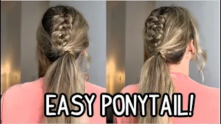 EASY BRAIDED PONYTAIL! SUMMER HAIRSTYLE | Medium & Long Hairstyles