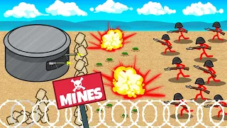 Defending My NEW Machine Gun Bunkers With Landmines in Stickman Trenches!