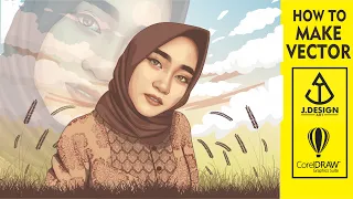 HOW TO MAKE VECTOR ART BEAUTIFUL HIJABER COREL DRAW Speed Art