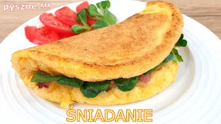 Puszysty omlet z 2 jajek i wędliny 👌Omelette - perfect, hearty breakfast or dinner 🥘