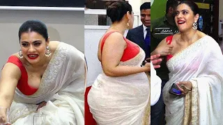 3rd Time Pregnant Kajol Devgan at the Age of 48 Flaunting her Baby Bump In White Saree