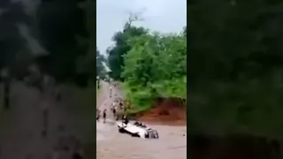 Crazy Bus Vs Dangerous Flooded Rivers ! Bus Fails After Trying To Cross Flooded River#flood #shorts