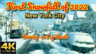 Driving after First Snowstorm of 2022 in New York City🇺🇸
