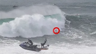 Nazaré Rescue Gone Wrong. 60ft Wave, Wipeout. 5 On The Head!