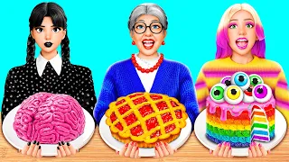 Sfida Di Cucina — Wednesday vs Nonna | Idee in Cucina e Trucchi per Genitori Funny Toony