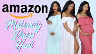 Amazon Maternity Dress Try On Haul | Maternity Photo Shoot & Baby Shower Dresses | Jasmine Defined