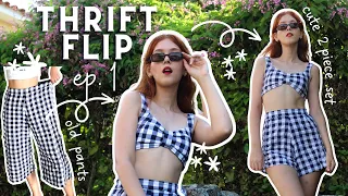 DIY VINTAGE TWO PIECE SET FROM OLD PANTS - Thrift Flip ep. 1