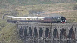 4K The Settle & Carlisle Steam Special With Steam 34067 Tangmere On 1Z71 Ribblehead Viaduct 27/04/24