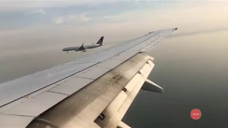 Two planes landing simultaneously in San Francisco airport.