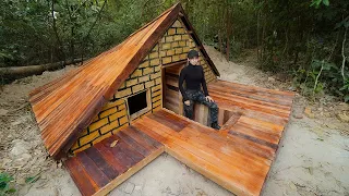 Building Warm Underground Brick  Bushcraft Shelter In Wild, Start to Finish