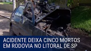 Acidente deixa 5 mortos e motorista é preso em flagrante em rodovia no litoral de SP