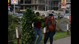 We collided and this happened, Bushman scare prank.