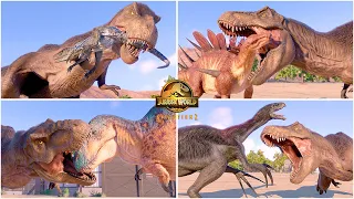 JW Dominion Feathered T-REX VS All Dinosaurs Killing Animations 🦖 Jurassic World Evolution 2 🦖 JWE 2