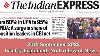 20th September 2022 | The Indian Express Newspaper Analysis & Explained |News Today |Current Affairs