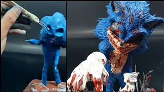 como hacer a sonic.exe de plastilina,how to make sonic.exe clay/ creepy/hedgehog tutorial.