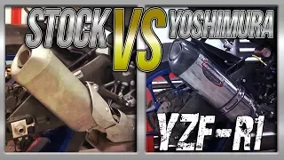 15-17 Yamaha R1 Stock Exhaust vs Yoshimura 3/4 Exhaust Sound Comparison