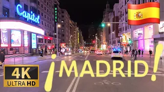 DRIVING MADRID at NIGHT, DOWNTOWN, OLD CITY I 4K 60fps