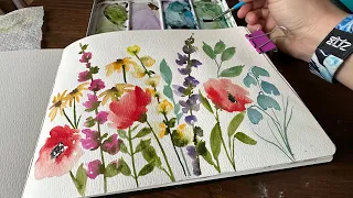 Watercolor Journal Day 50 (Loose Flowers)