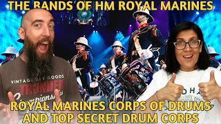 Royal Marines Corps of Drums and Top Secret Drum Corps (REACTION) with my wife