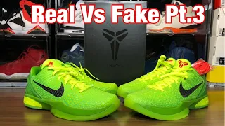 Kobe VI Protro Grinch Real Vs Fake Part 3.  Super in depth comparisons. Must watch!! 👀