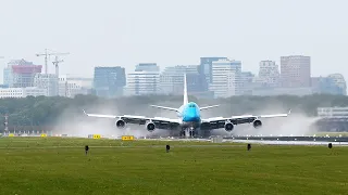 (4K) - STORM POLY - RARE RUNWAY 22/24 OPERATION - STORMY LANDINGS AND TAKEOFFS AT SCHIPHOL AIRPORT