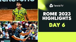 Alcaraz Faces Marozsan: Medvedev, Tsitsipas & Rublev Feature | Rome 2023 Highlights Day 6