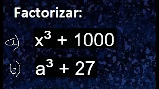 Factorizar x^3+1000 a^3+27 , método de suma de cubos para factorizar, cuantos factores primos tiene