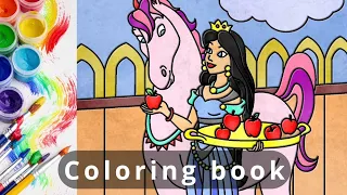 Coloring pages with Horse and Princess | Coloring book Horse