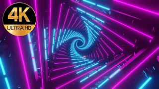 10 Hour 4k TV  screensaver triangle Blue Pink Color Neon tunnel Abstract background video loop