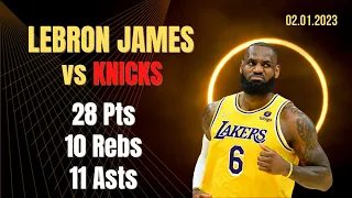 Lebron James 28 pts 10 rebs 11 asts vs Knicks - season 22/23