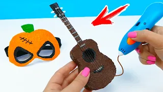 I Made Mini Guitar by 3D Pen! Pumpkin Halloween Mask for DOG 3D Pen Tutorial