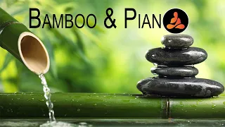 Bamboo Water Flowing Sounds -NO ADS- & Beautiful Relaxing Piano Music.