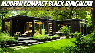 Modern Compact Black Bungalow with Breathtaking Luscious Garden