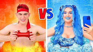 HOT Gamer  VS COLD Tiktoker - Siblings Struggles|Boys VS Girls- Funny Challenges by La La Life Games