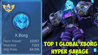 Top 1 global XBORG HYPER 43 kill assist savage berkali2 damage cheater - Mobile Legends