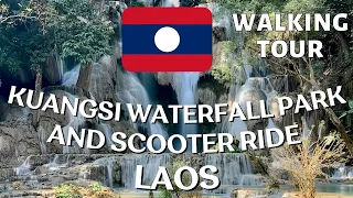 🇱🇦 Kuang Si Waterfall Park in Laos : Stunning Nature Walking Tour & Scenic Scooter Ride Back