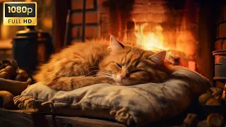 Dreamy Sleepscape: Instant Relaxation with Cat Purr and Fireplace Sounds🌙🔥Deep Sleep,No More Insomia
