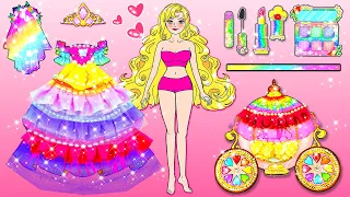 Học Làm Búp Bê Giấy - Rapunzel Làm Váy & Trang Trí Đám Cưới Cầu Vồng - Câu Chuyện Của Barbie
