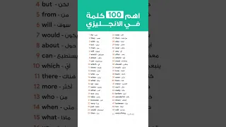اهم 100 كلمة في الانجليزي