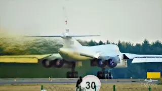 Supersonic Tu-160. Takeoff from Zhukovsky on the afterburner.