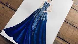 Fashion Illustration | Acrylic Paint | Gown | For Beginners | Twilight Time Art