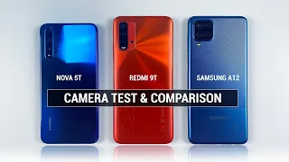 Huawei Nova 5T vs Xiaomi Redmi 9T vs Samsung A12 CAMERA TEST | 48MP Camera Battle!