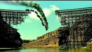 Train Falls of Wrecked Bridge | Lone Ranger Final Scene